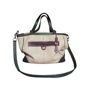 Coach Laura Spectator Pink, burgundy & navy Pebble leather shoulder bag F15149